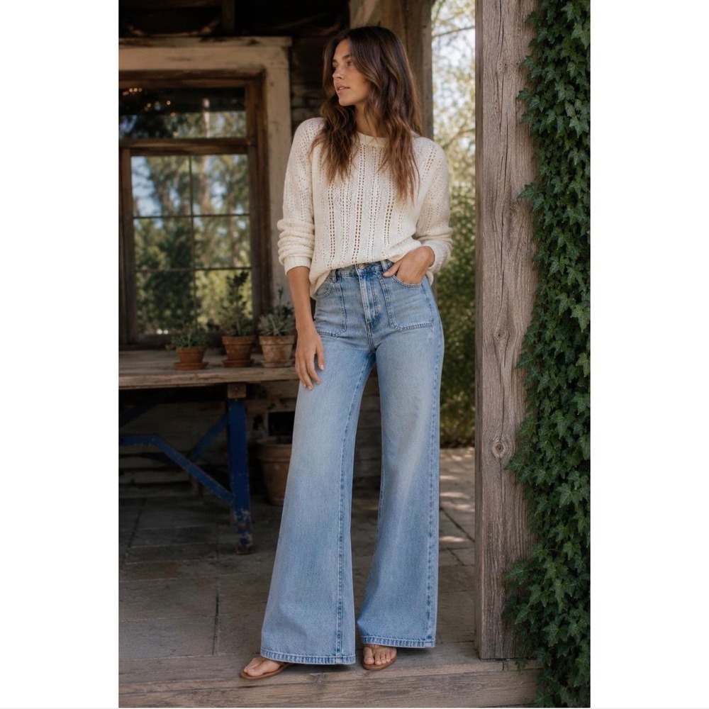 MARINE LAYER Bridget Denim Flare Jeans Medium Wash High Rise Size 2 NEW Casual